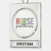 Custom Nurse Practitioner NP Nurse Abschluss Banner-Ornament Silber (Links)