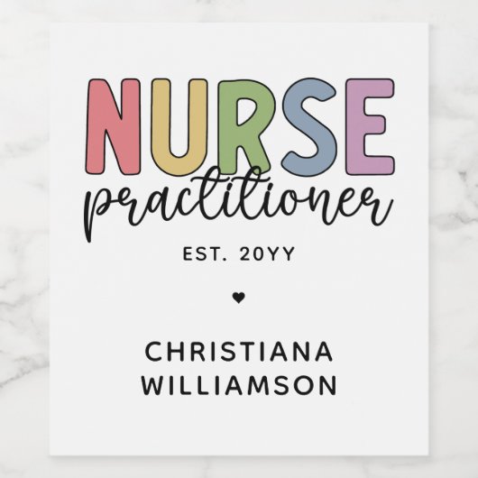 Custom Nurse Practitioner NP Nurse Abschluss Weinetikett (Einzelnes Label)