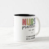 Custom Nurse Practitioner NP Nurse Abschluss Zweifarbige Tasse (VorderseiteRechts)