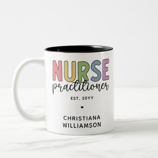 Custom Nurse Practitioner NP Nurse Abschluss Zweifarbige Tasse (Links)