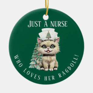 Custom Nurse Ragdoll Cat Christmas Niedlich Keramik Ornament