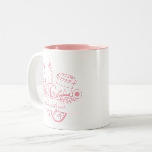 Custom Nurse Tasse, Glückwunsch Grad, RN, LPN Gesc Zweifarbige Tasse (Vorderseite Links)