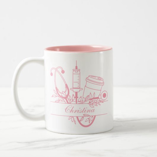 Custom Nurse Tasse, Glückwunsch Grad, RN, LPN Gesc Zweifarbige Tasse (Links)