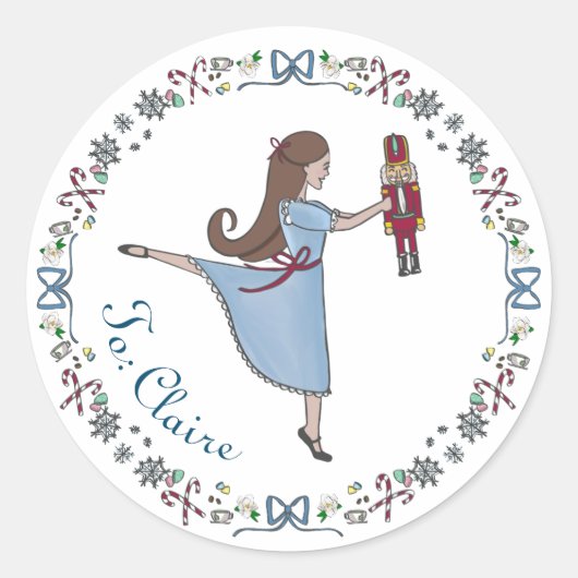 Custom Nutcracker Ballet Weihnachtsgeschenk-Label Runder Aufkleber (Vorderseite)