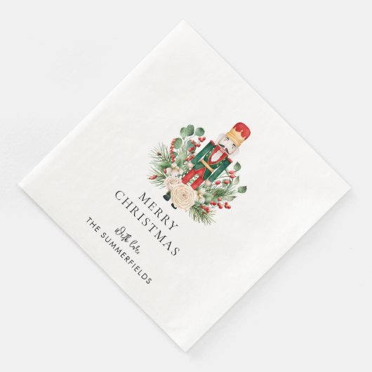 Custom Nutcracker Family Weihnachtsskript Serviette (Ecke)