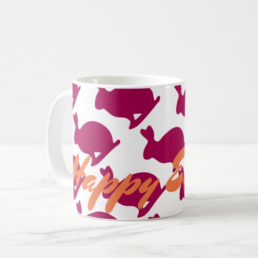 Custom Oaster Bunny Rabbit Silhouette Tasse (Vorderseite Links)