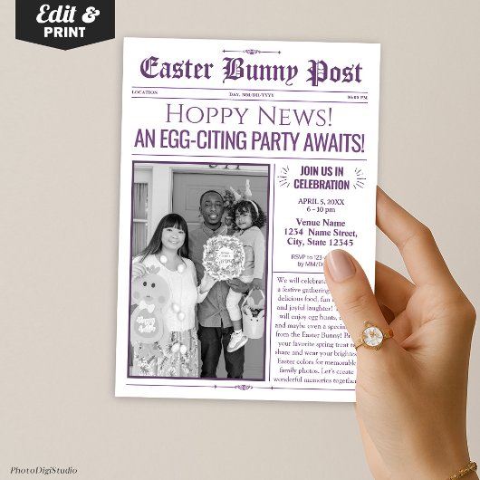 Custom Oaster Party Einladung Newspapier w. Foto