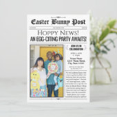 Custom Oaster Party Einladung Newspapier w. Foto (Stehend Vorderseite)