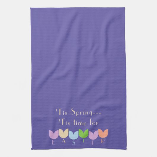 Custom Oaster, Spring Tulip Blume, Iris Lavender Geschirrtuch (Vertikal)