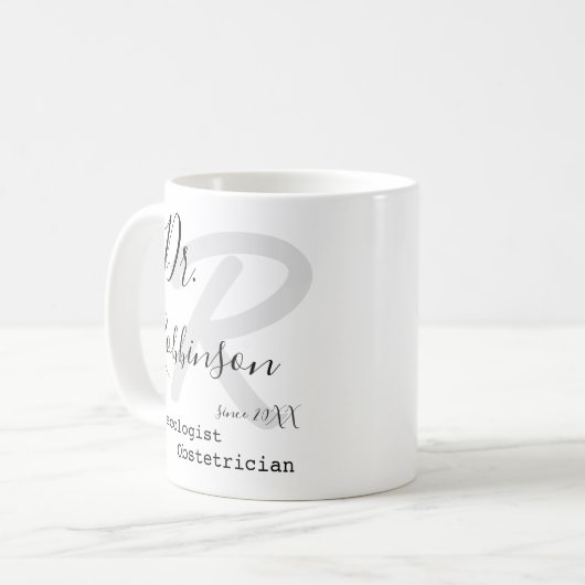 Custom Obgyn Obstetrician Gynecologin Monogram Kaffeetasse (Vorderseite Links)