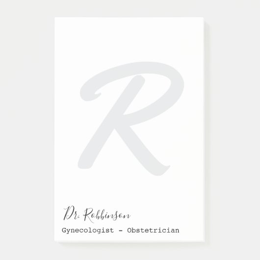 Custom Obgyn Obstetrician Gynecologin Monogram Post-it Klebezettel (Vorderseite)