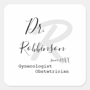 Custom Obgyn Obstetrician Gynecologin Monogram Quadratischer Aufkleber