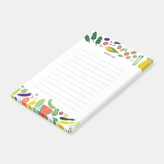 CUSTOM Obstveggies Border Lebensmittelgeschäft Ein Post-it Klebezettel (angewinkelt)