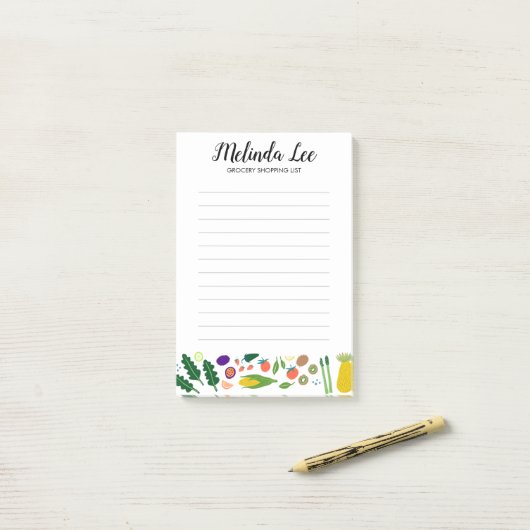 CUSTOM Obstveggies Border Lebensmittelgeschäft Ein Post-it Klebezettel (Auf Schreibtisch)