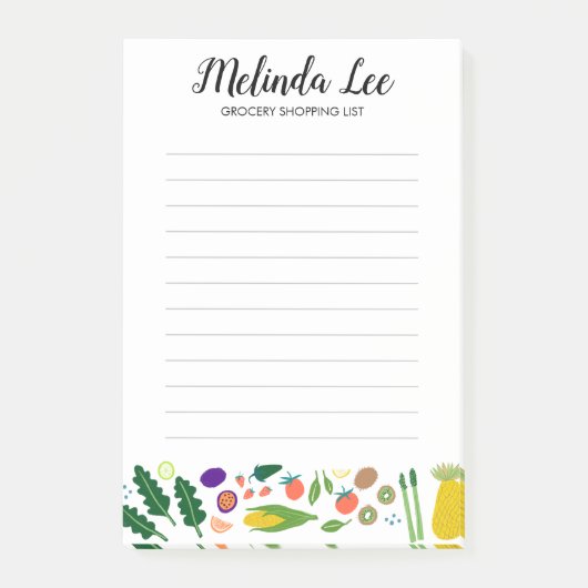 CUSTOM Obstveggies Border Lebensmittelgeschäft Ein Post-it Klebezettel (Vorderseite)