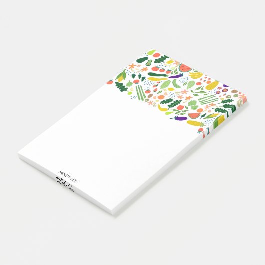 CUSTOM Obstveggies Border Lebensmittelgeschäft Ein Post-it Klebezettel (angewinkelt)