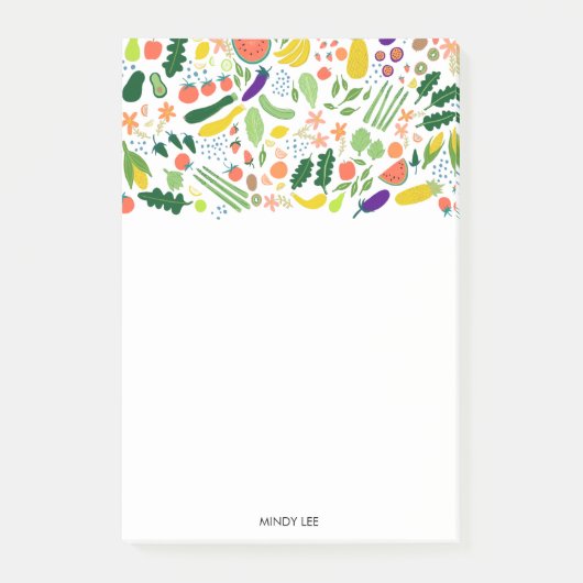 CUSTOM Obstveggies Border Lebensmittelgeschäft Ein Post-it Klebezettel (Vorderseite)