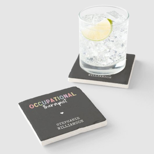 Custom Occupational Therapist OT Geschenke Steinuntersetzer (Seitenansicht)