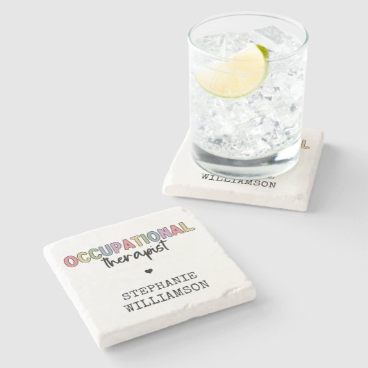 Custom Occupational Therapist OT Geschenke Steinuntersetzer (Seitenansicht)