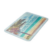 Custom Ocean Beach Palm Tree Aquarellmalerei Badematte (Schrägansicht)