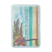 Custom Ocean Beach Palm Tree Aquarellmalerei Badematte (Vorderseite Vertikal)