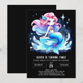 Custom Ocean Mermaid Geburtstag Einladung (Vorne/Hinten)