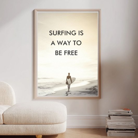 Custom Ocean Sunset Surfer Quote Poster