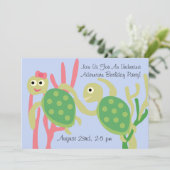 Custom Ocean Turtles Undersea Birthday Einladung (Stehend Vorderseite)