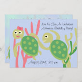 Custom Ocean Turtles Undersea Birthday Einladung (Vorne/Hinten)