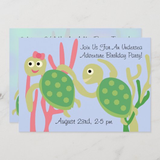 Custom Ocean Turtles Undersea Birthday Einladung (Vorne/Hinten)