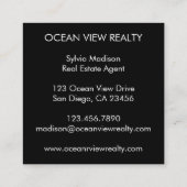 Custom Ocean View Foto Realty Black Quadratische Visitenkarte (Rückseite)