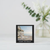Custom Ocean View Foto Realty Black Quadratische Visitenkarte (Stehend Vorderseite)