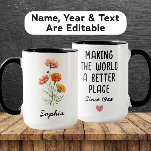 Custom October Birth Flower - Personalized Name Tasse