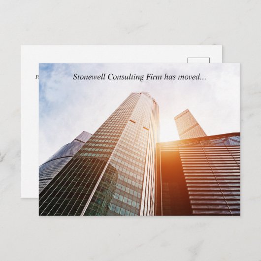 Custom Office Building Photo Our Business Moved Postkarte (Vorne/Hinten)