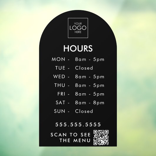 Custom Office Hours With QR Code Your Logo Store Fensteraufkleber (Blatt 3)