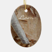 Custom Ojibwe Birch Bark Weihnachtsdekorationen Keramik Ornament (Hinten)