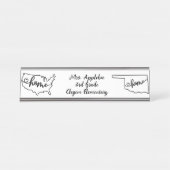 Custom Oklahoma Staat US Zuhause Line Art Schreibtischnamensplakette (Vorderseite )