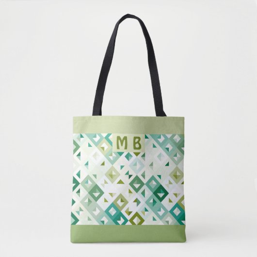 Custom Olive Green Aquamarin Blue Ivory Mosaic Mus Tasche (Vorderseite)