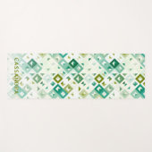 Custom Olive Green Aquamarin Blue Ivory Mosaic Mus Yogamatte (Vorderseite (Horizontal))