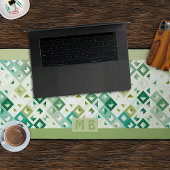 Custom Olive Green Aquamarin Blue Retro Art Muster Schreibtischunterlage