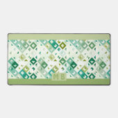 Custom Olive Green Aquamarin Blue Retro Art Muster Schreibtischunterlage (Vorderseite)