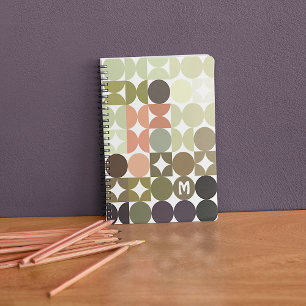 Custom Olive Green Coral Orange Taupe Art Muster Notizblock