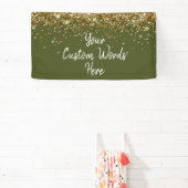 Custom Olive Green Gold Birthday Party Photo Booth Banner (InSitu)