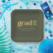 Custom Olive Green Gold Grad 2026 Graduation Pappteller (Party)