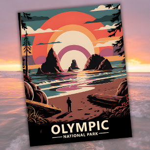 Custom Olympic National Park Rialto Beach Sunset Postkarte
