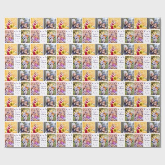Custom Oma Birthday Grandkids Foto Collage Geschenkpapier (Flach)