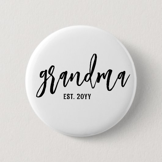 Custom Oma Est. Modern Brush Script Typografie Button (Vorderseite)