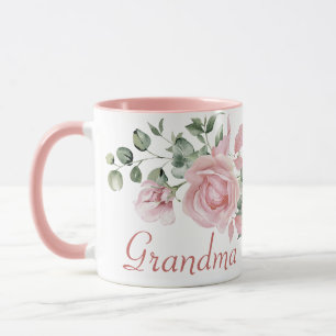 Custom Oma Pink Roses Blüte 4 Kinder Namen Tasse