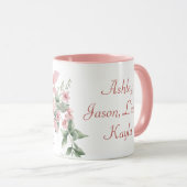 Custom Oma Pink Roses Blüte 4 Kinder Namen Tasse (VorderseiteRechts)