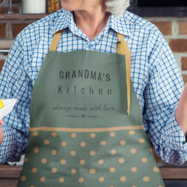 Custom Oma's Kitchen Blue mit Tan Polka Dots Schürze